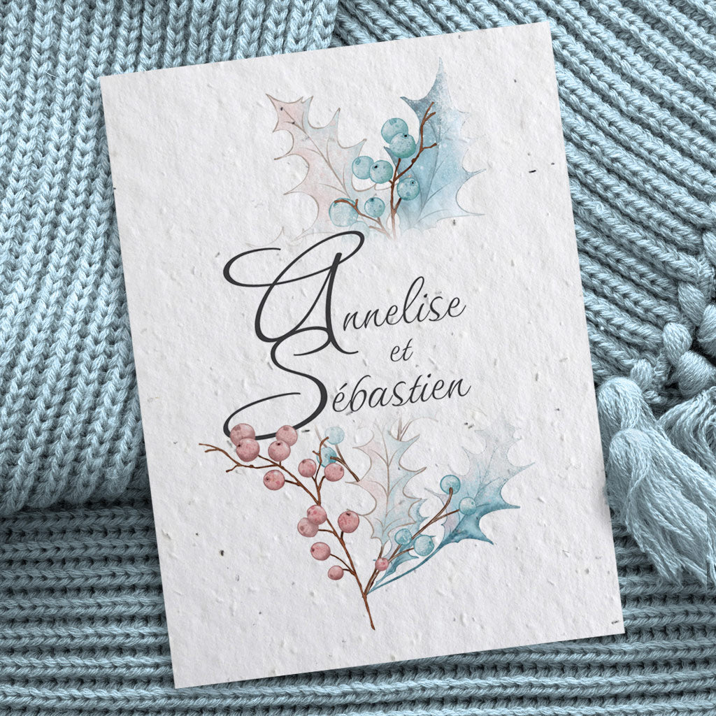 Faire-part de mariage papier ensemencé mariage hiver