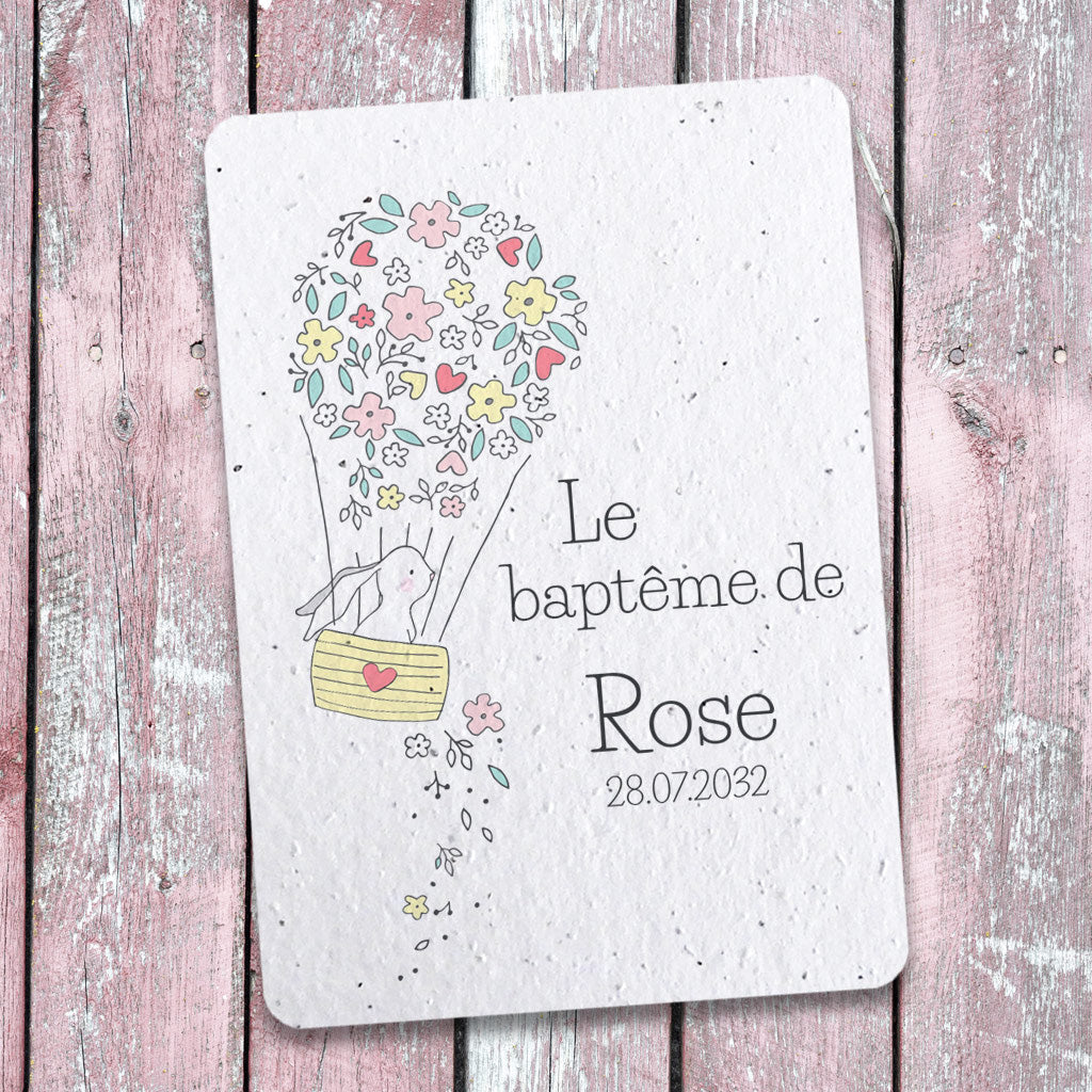 papeterie de baptême écoresponsable papier ensemencé
