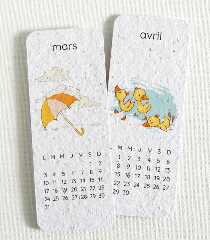 Calendrier marque-pages a planter 