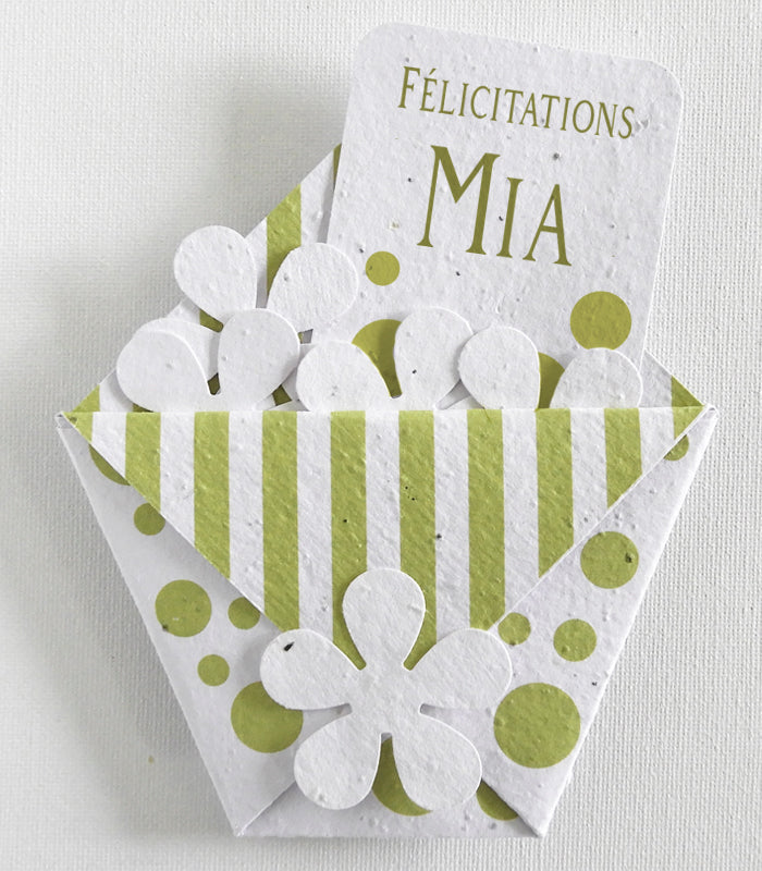 Carte écologique papier ensemencé félicitations