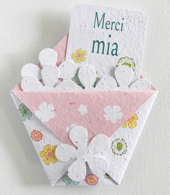 Carte écoresponsable papier ensemencé merci