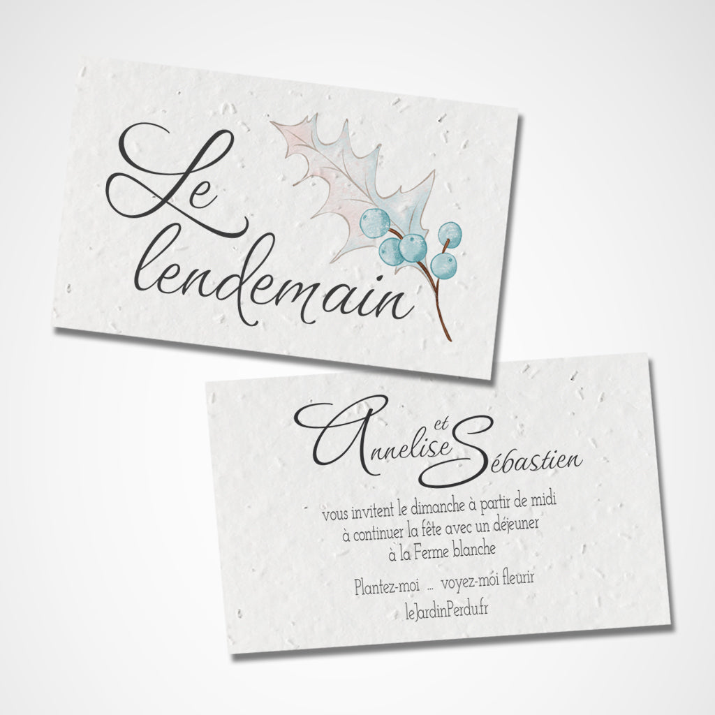 Carte lendemain mariage ensemencée mariage hiver