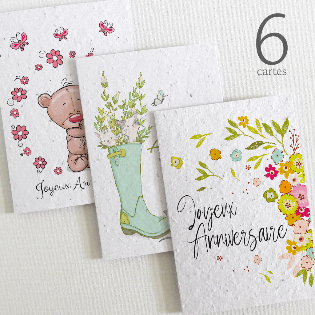 cartes anniversaire papier ensemencé