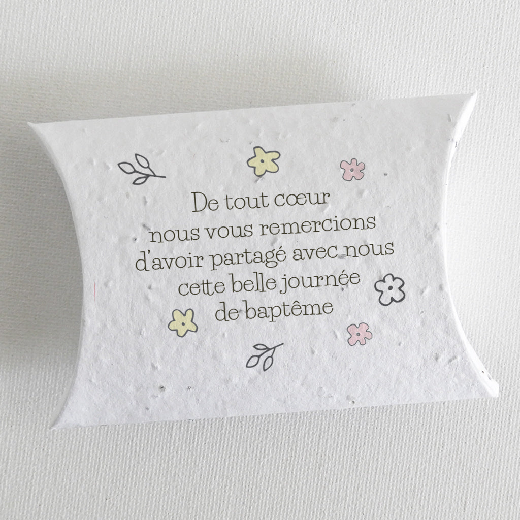 boîte dragée baptême papier ensemencé