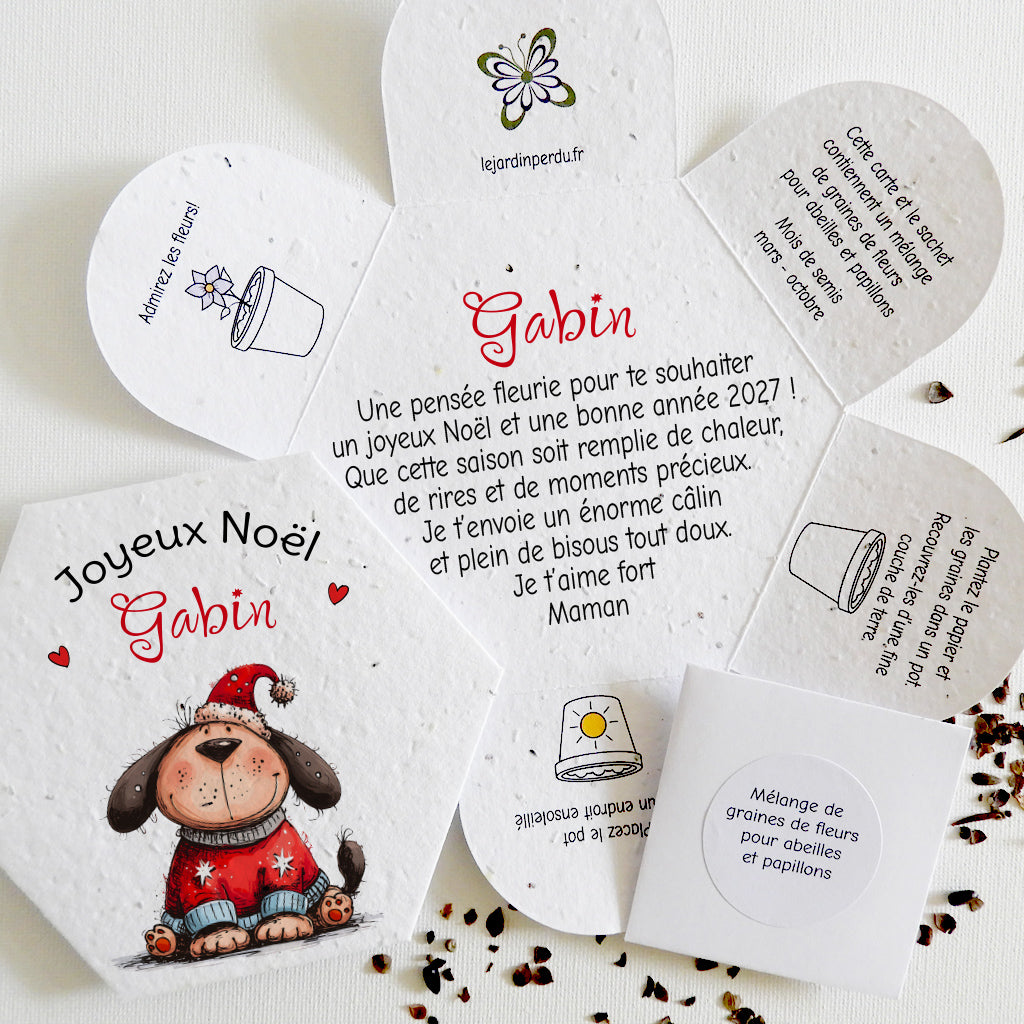 cadeau de Noël à semer papier ensemencé