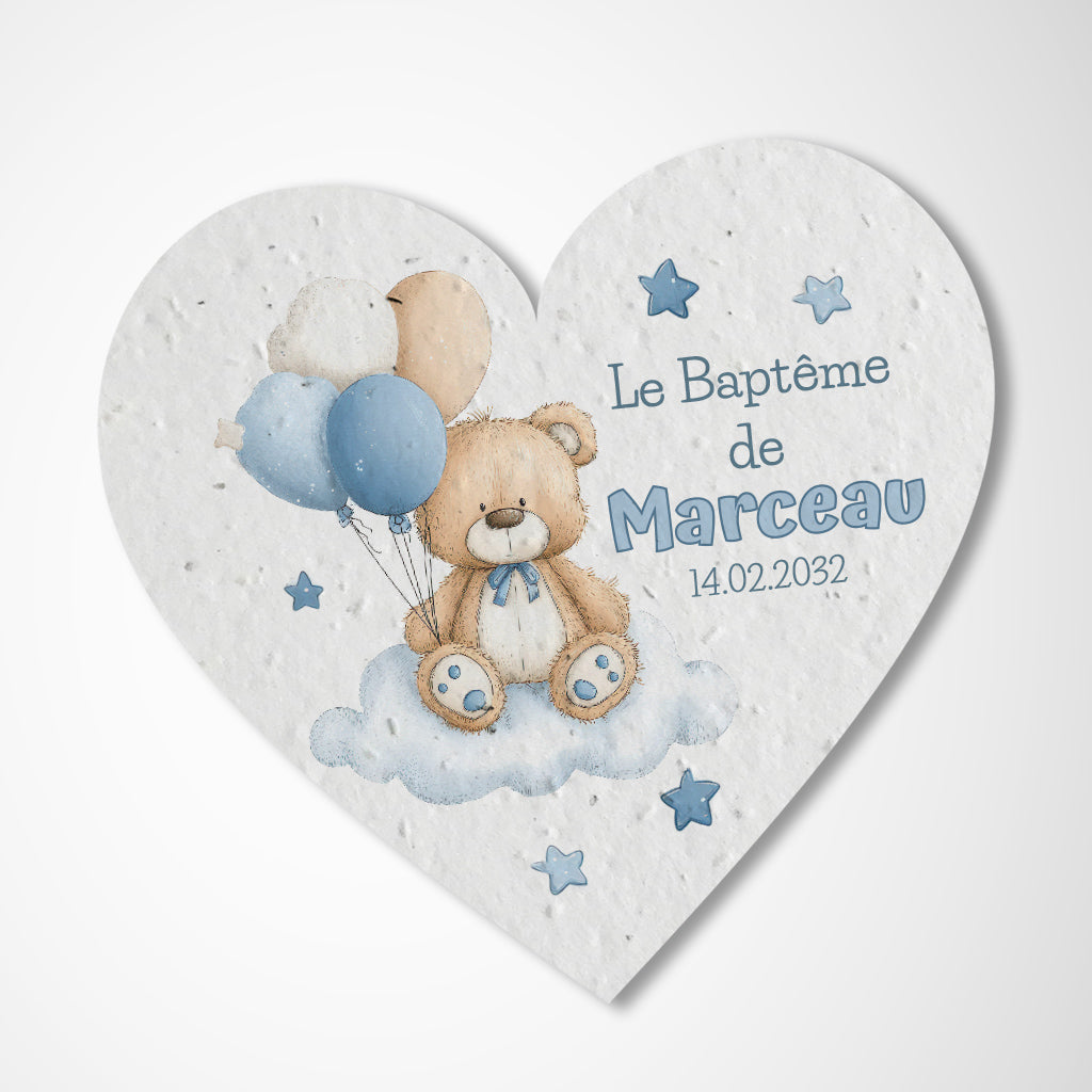 cadeau invité nounours papier ensemencé