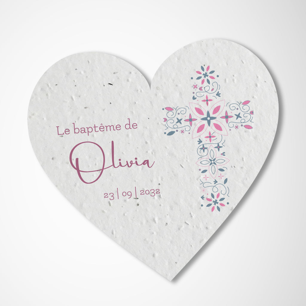 cadeau invité baptême cœur à planter