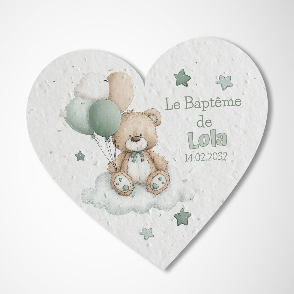 cadeau invité nounours papier ensemencé