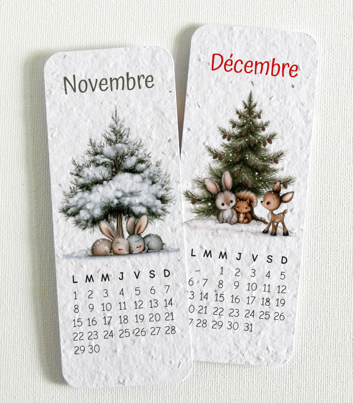 calendrier en papier ensemencé	