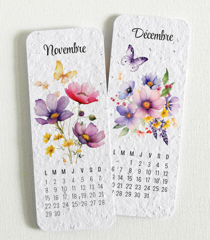 calendrier marque-pages papier ensemencé