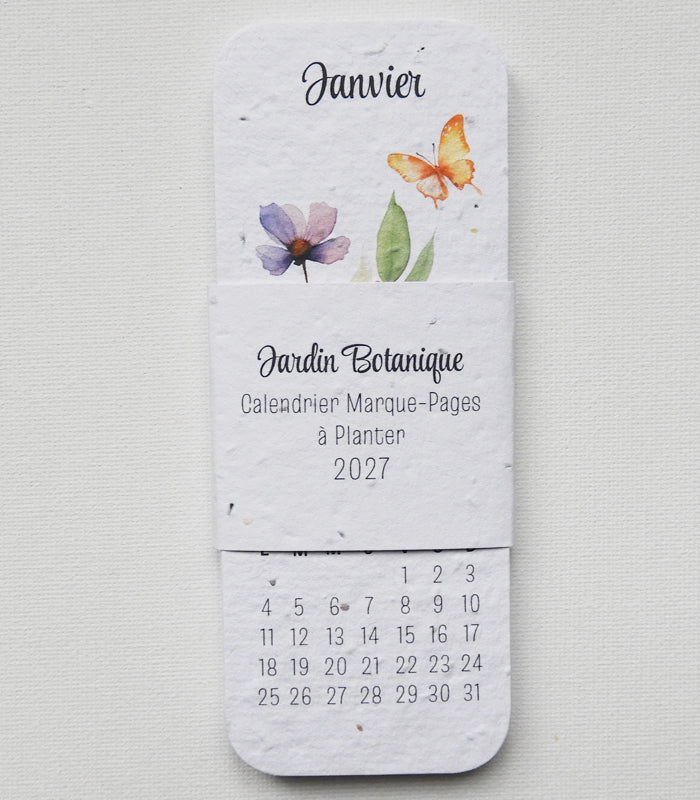 calendrier marque page 2027 papier ensemencé