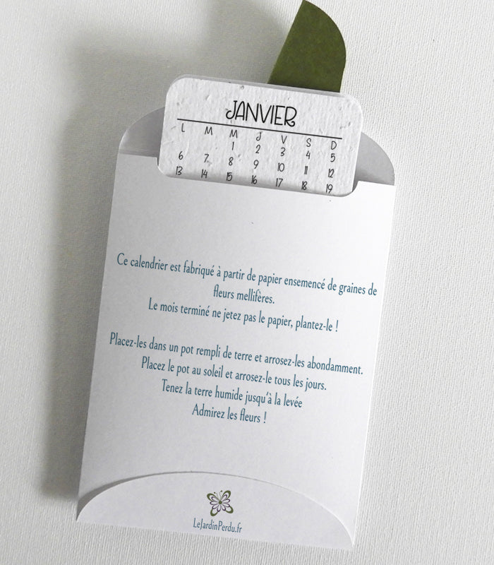 Calendrier à planter 2025 papier ensemencé