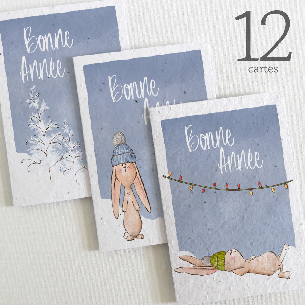 Cartes bonne année papier ensemencé