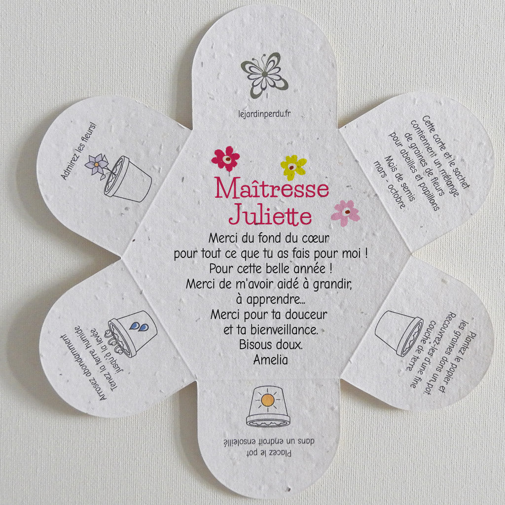 carte à personnaliser merci maîtresse, nounou