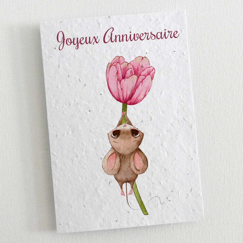 Carte à planter anniversaire souris