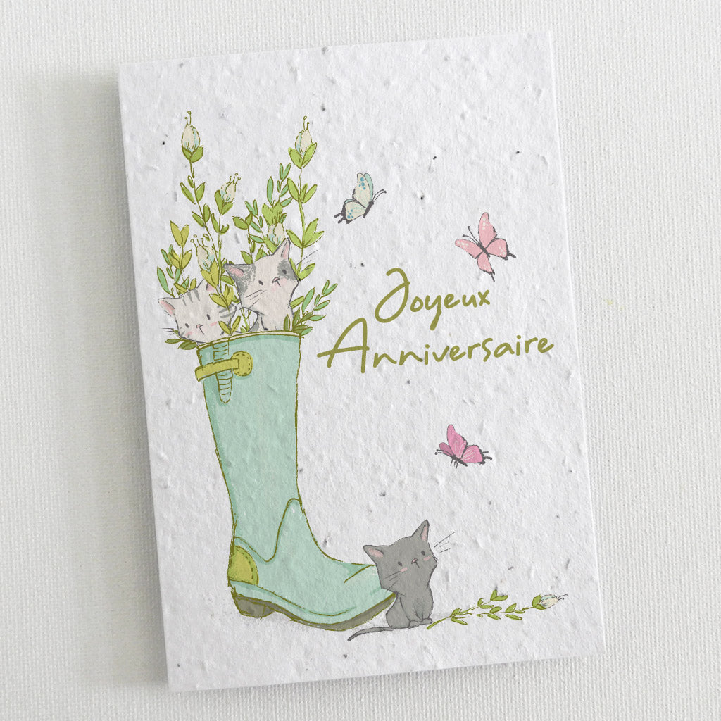 Carte à planter anniversaire chatons