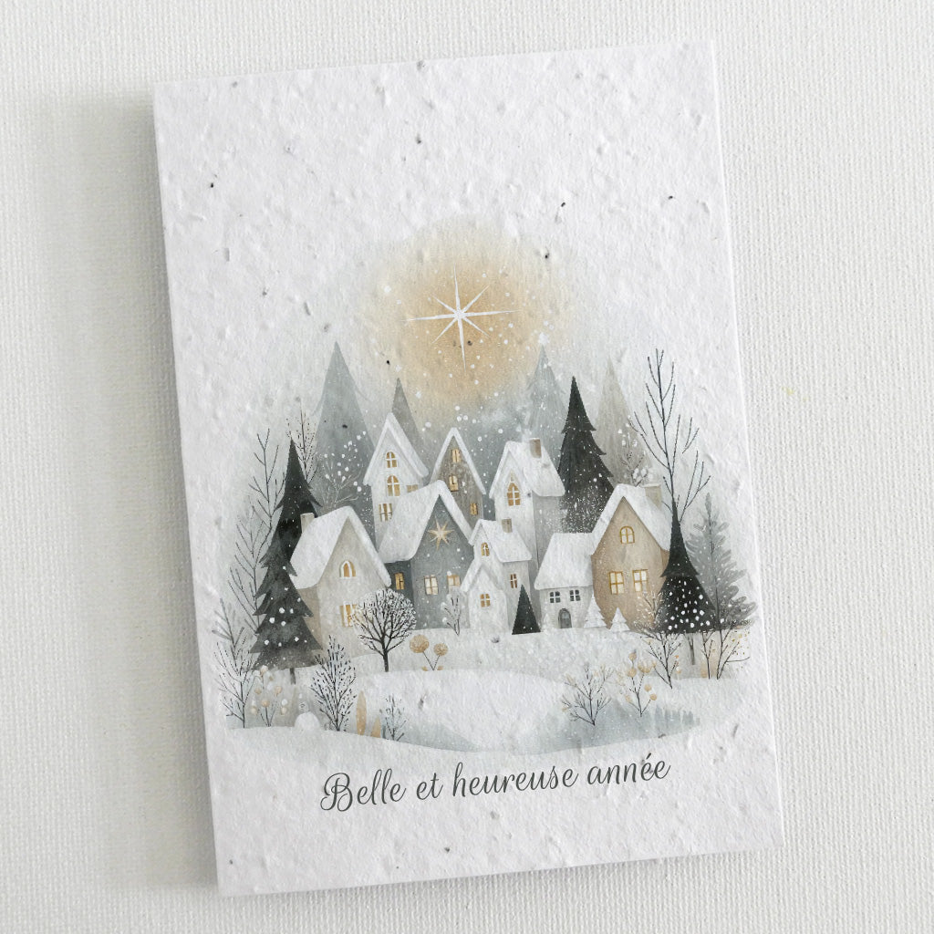 carte bonne année papier ensemencé