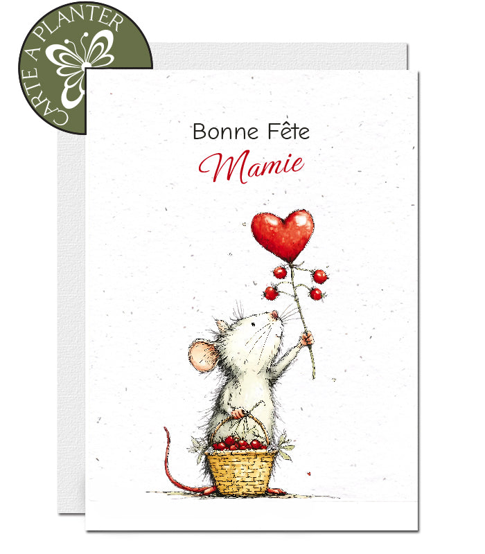 carte bonne fête mamie papier ensemencé
