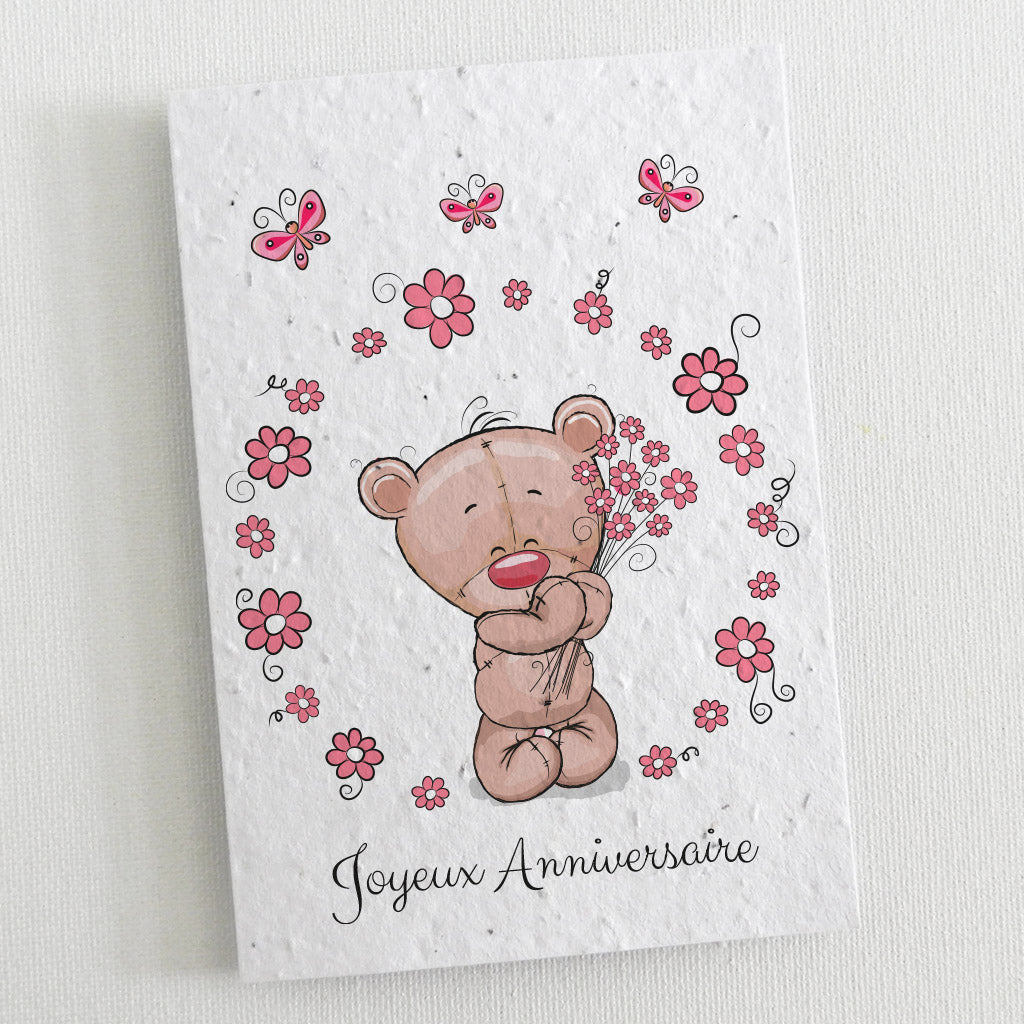 Carte à planter anniversaire nounours