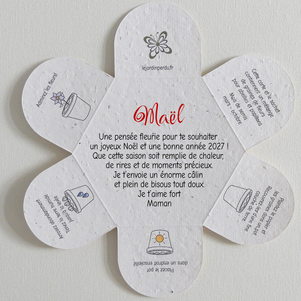 carte de Noël papier ensemencé