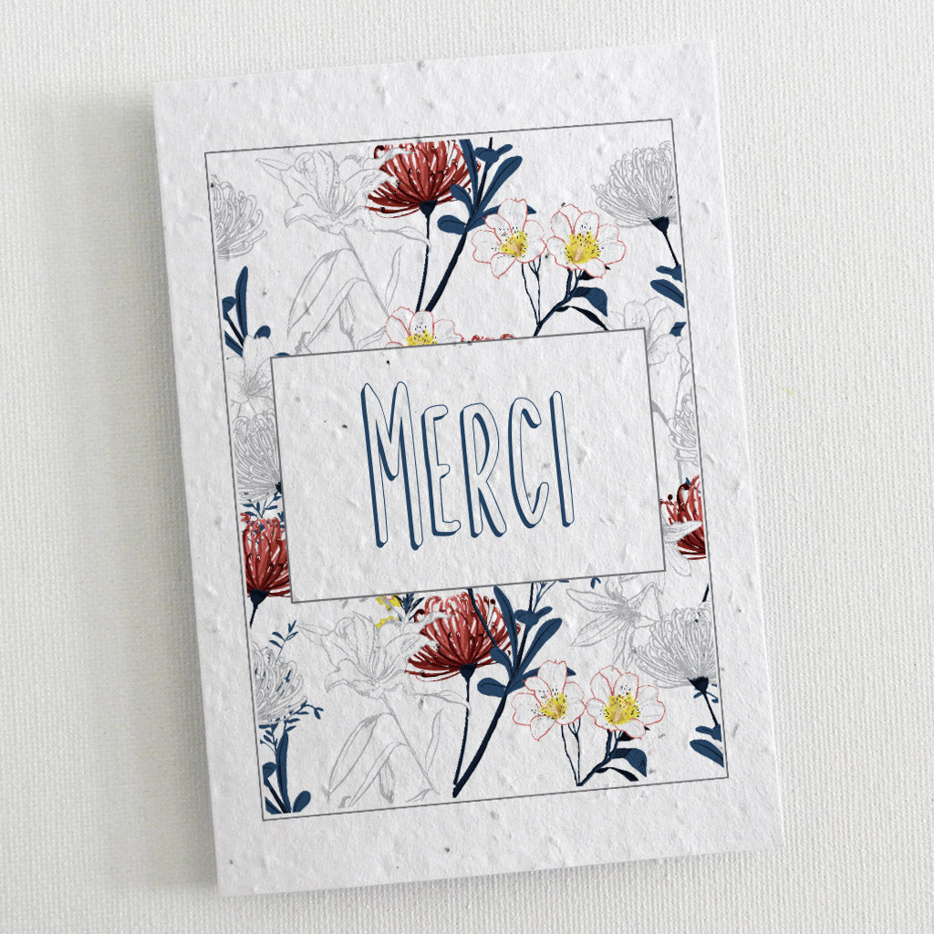 carte de remerciements mariage papier ensemencé