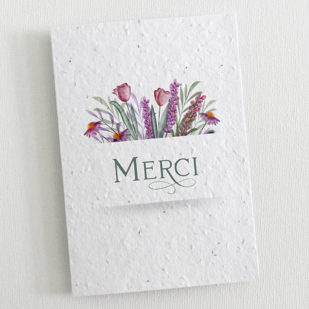 carte de remerciements mariage papier ensemencé 