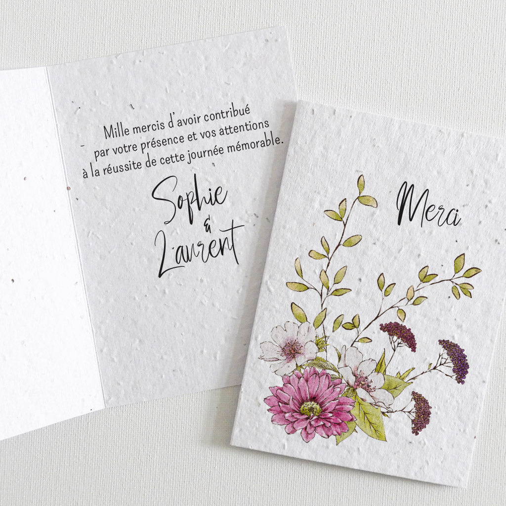 carte de remerciements mariage à planter 