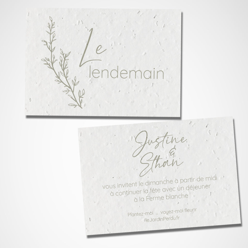 carte le lendemain mariage à planter 