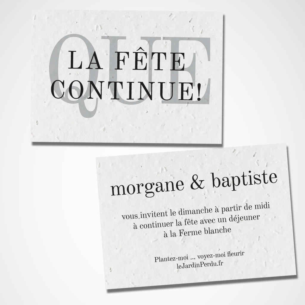 carte le lendemain mariage écoresponsable papier ensemencé