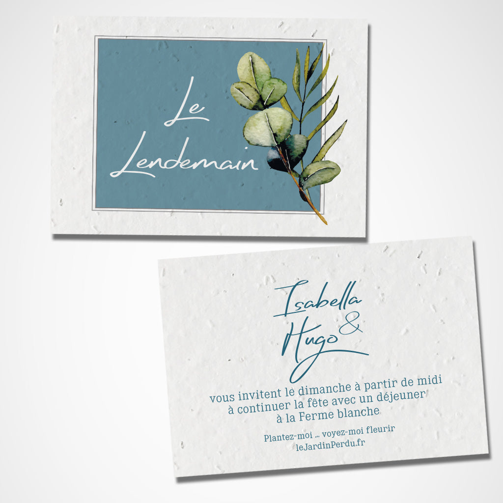 carte le lendemain mariage écoresponsable papier ensemencé