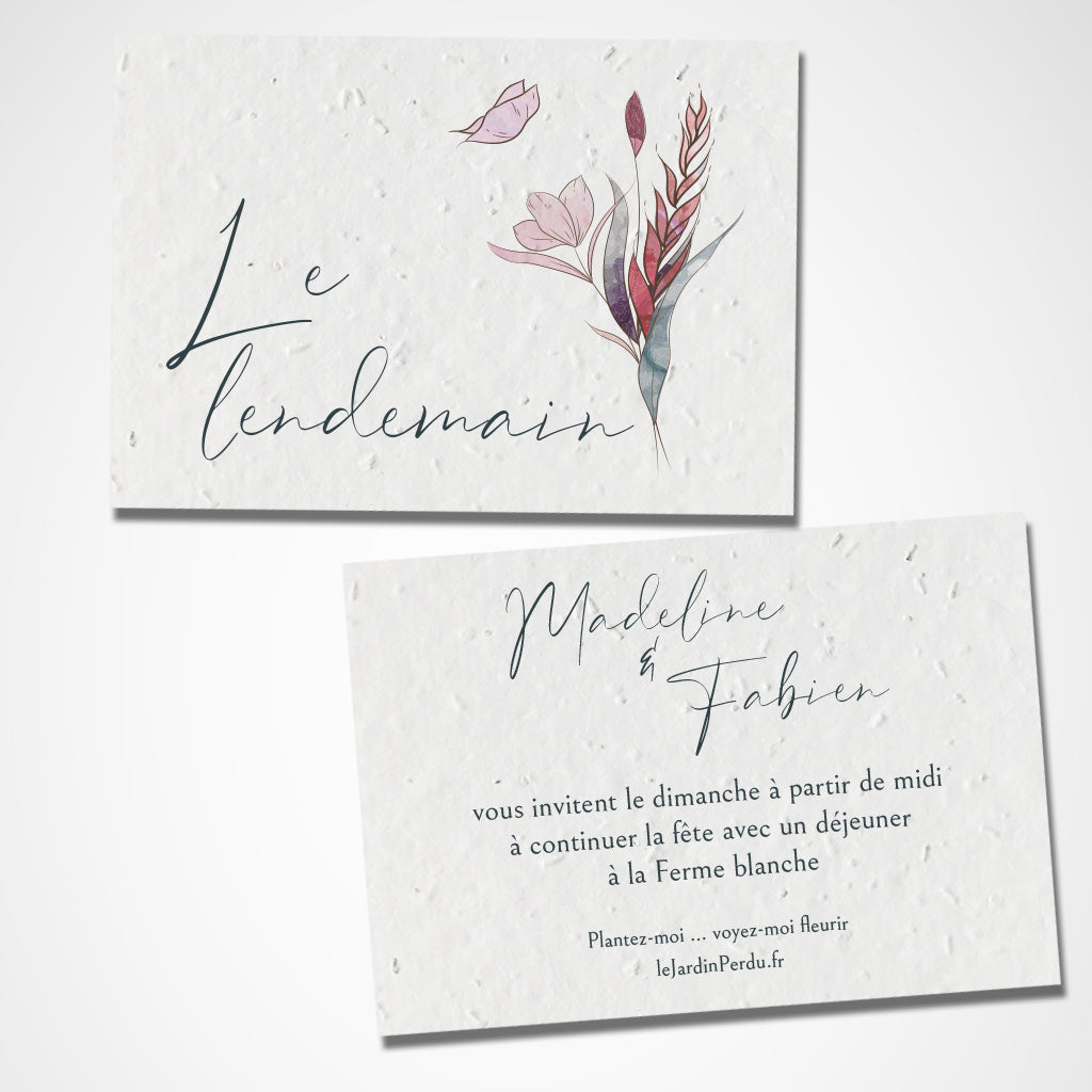 carte le lendemain mariage écoresponsable papier ensemencé