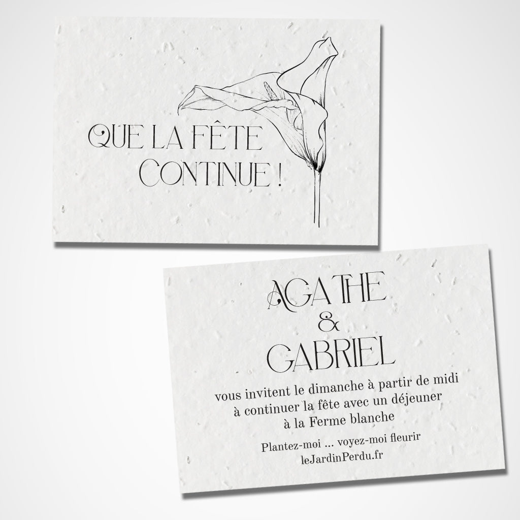 carte le lendemain mariage papier ensemencé