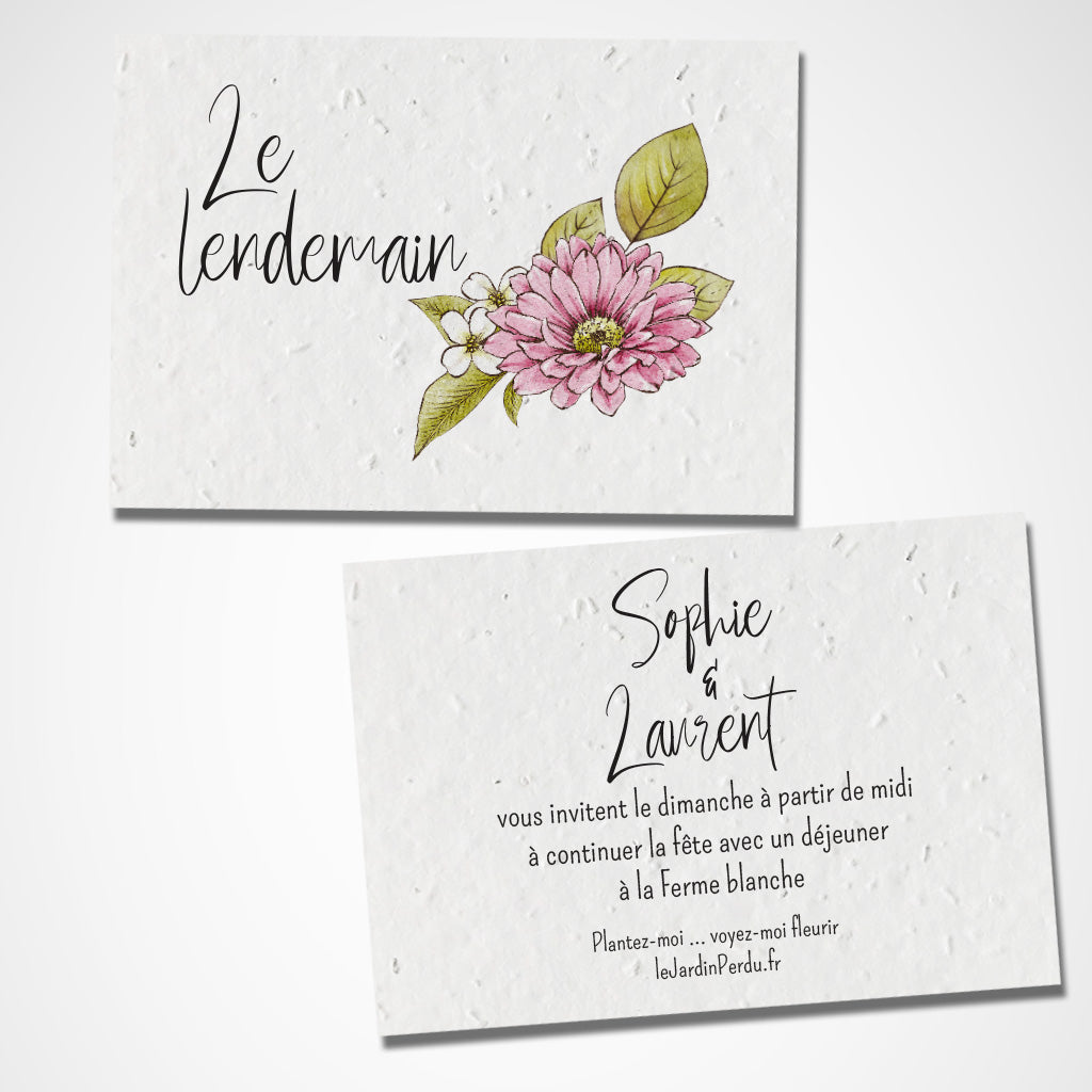 carte le lendemain mariage papier ensemencé