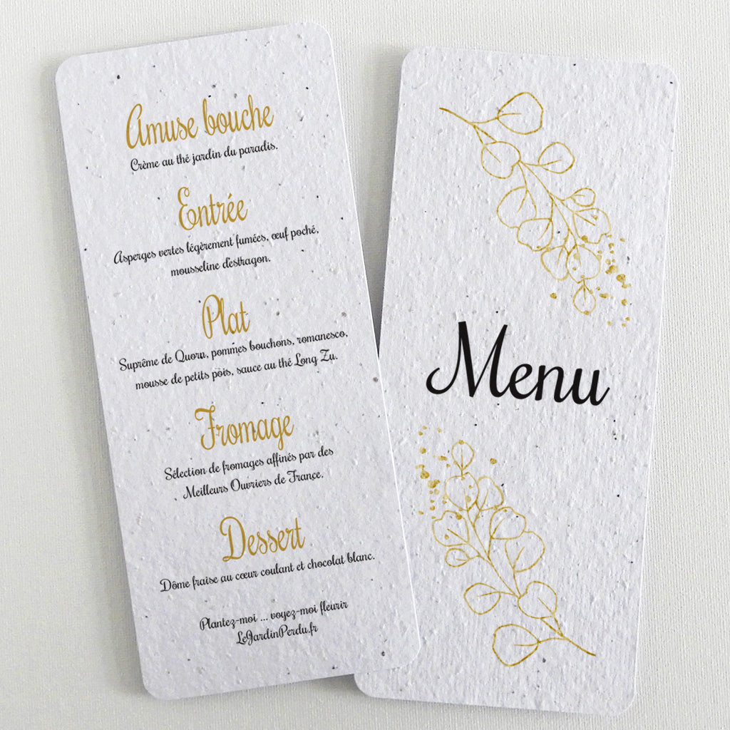 carte menu papier ensemencé