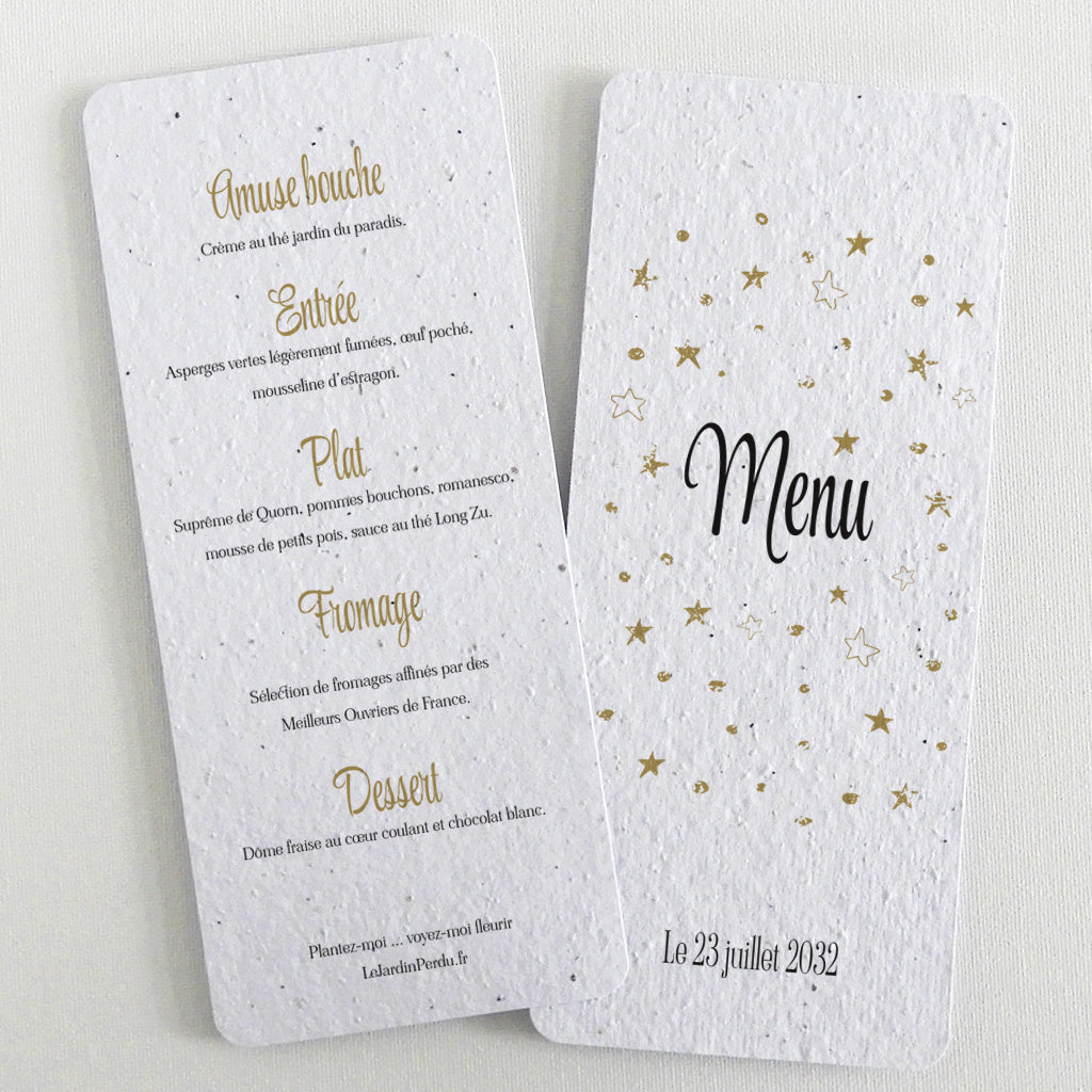 carte menu papier ensemencé