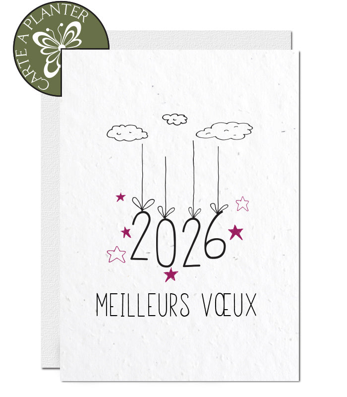 carte nouvel an papier ensemencé