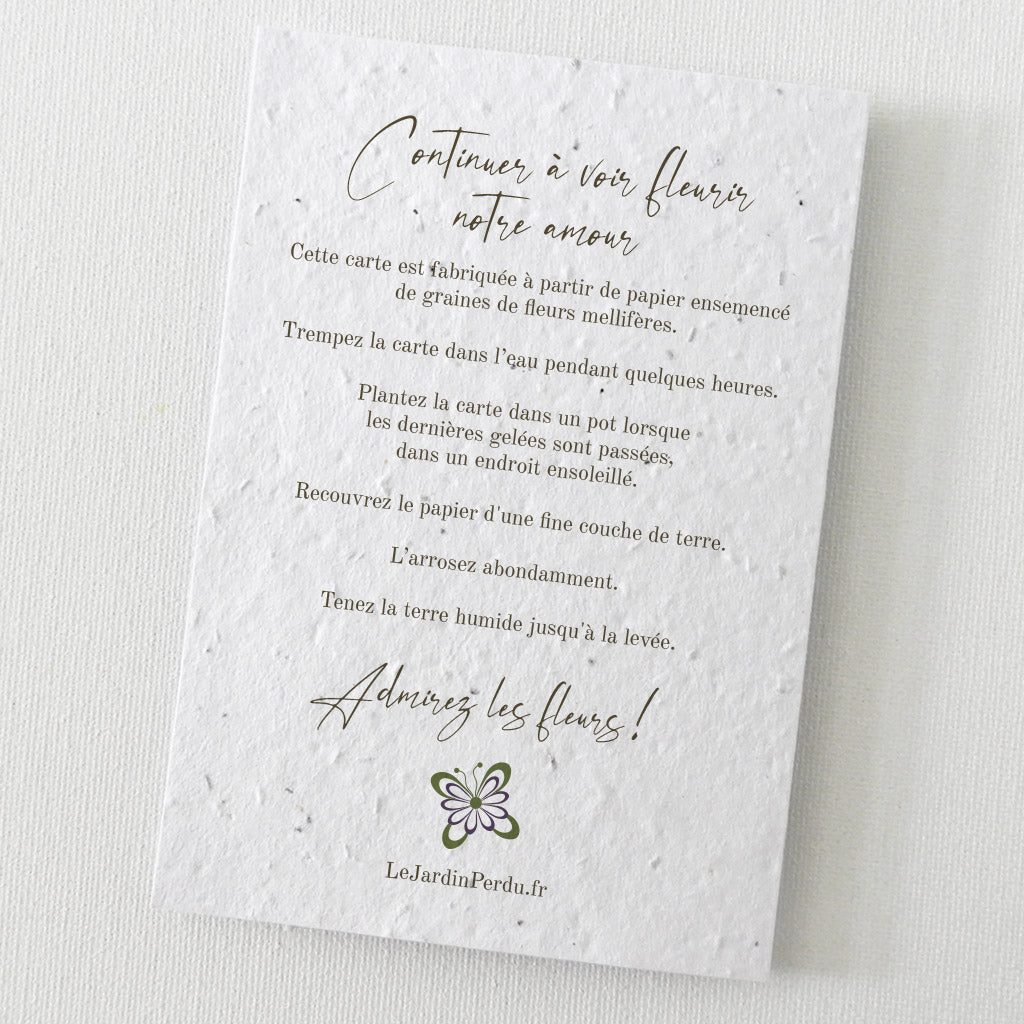 carte papier ensemencé remerciements mariage