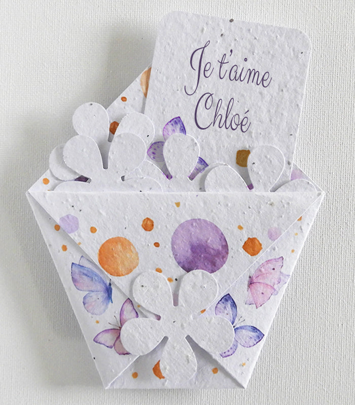 carte personnalisée je t’aime papier ensemencé