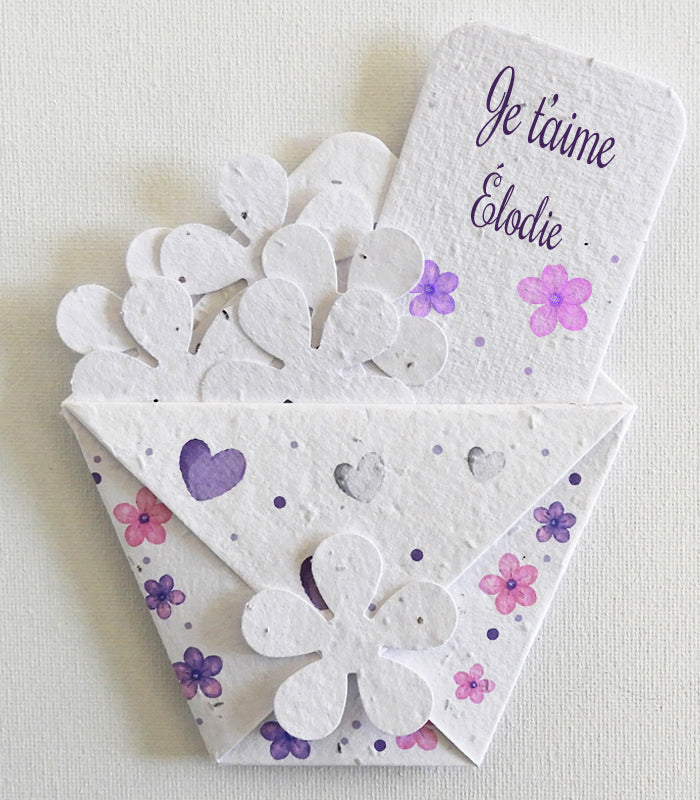 carte personnalisée je t’aime papier ensemencé