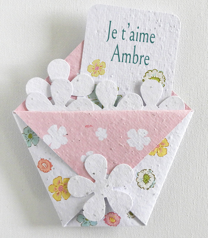 carte personnalisée je t’aime papier ensemencé