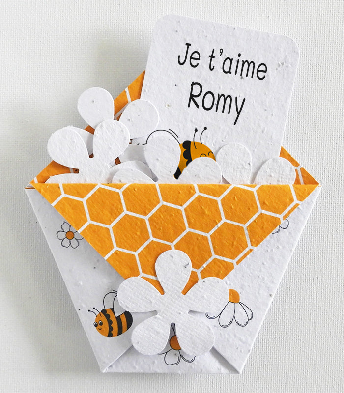 carte personnalisée je t’aime papier ensemencé