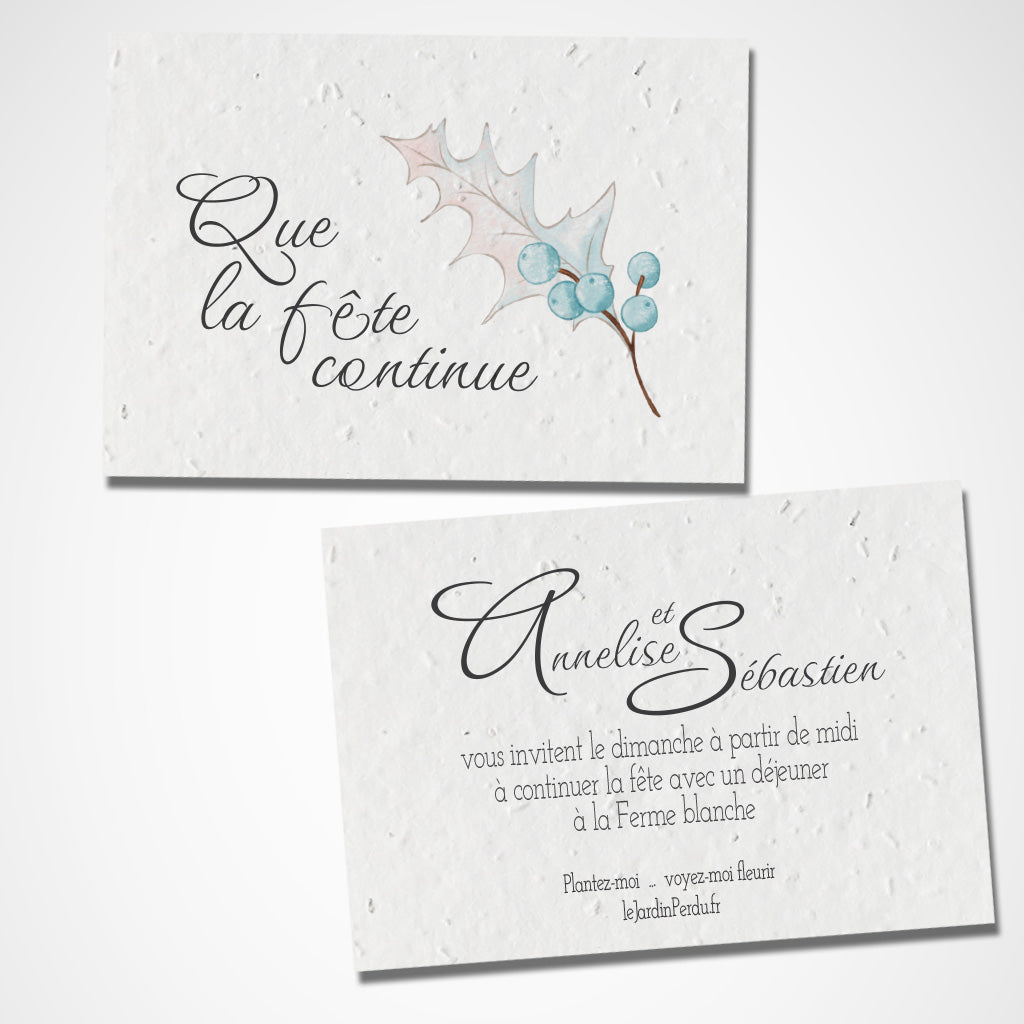 carte le lendemain mariage papier ensemencé