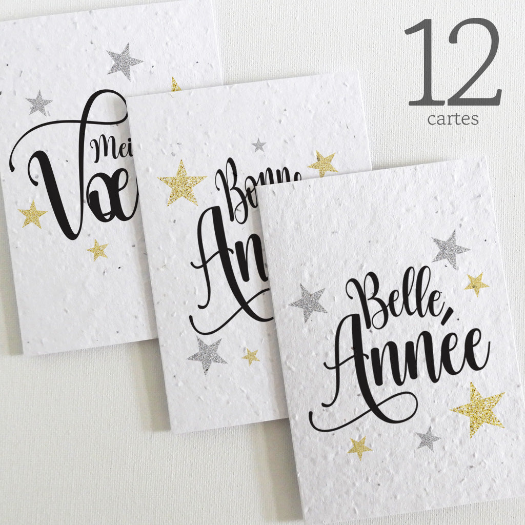 cartes bonne année papier ensemencé