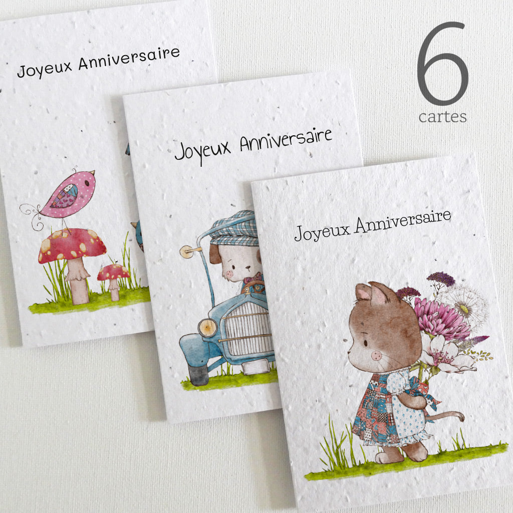 cartes d&#39;anniversaire papier ensemencé