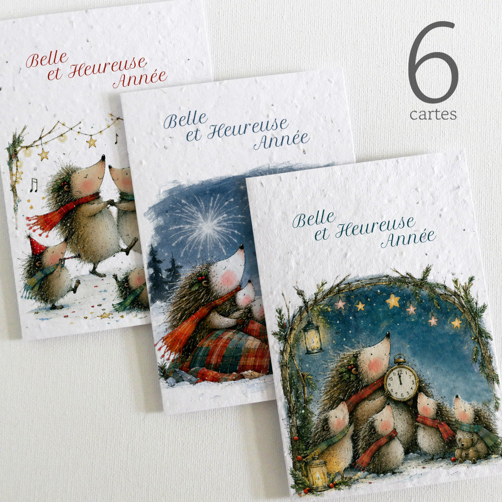cartes nouvel an en papier ensemencé