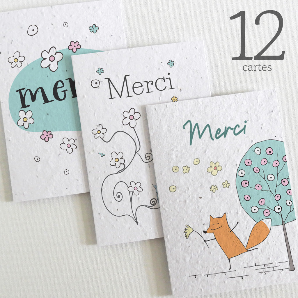 cartes papier ensemencé merci