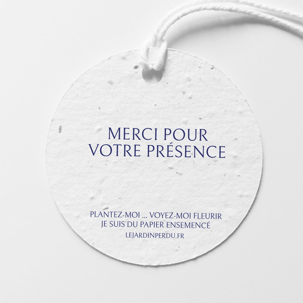 étiquette baptême en papier ensemencé
