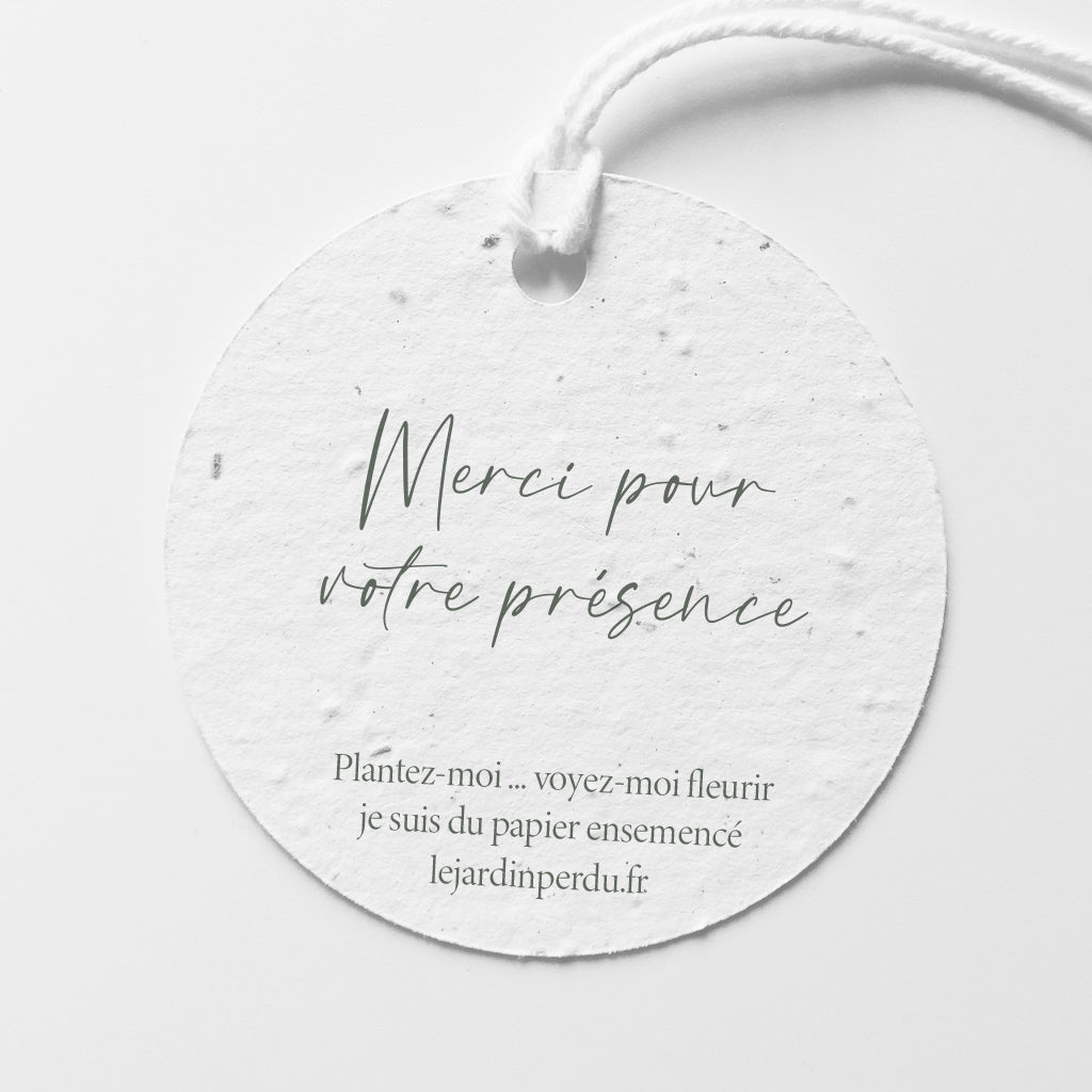 Étiquette baptême à personnaliser papier ensemencé 