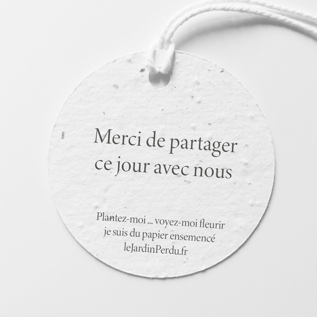 Étiquette mariage écoresponsable papier ensemencé