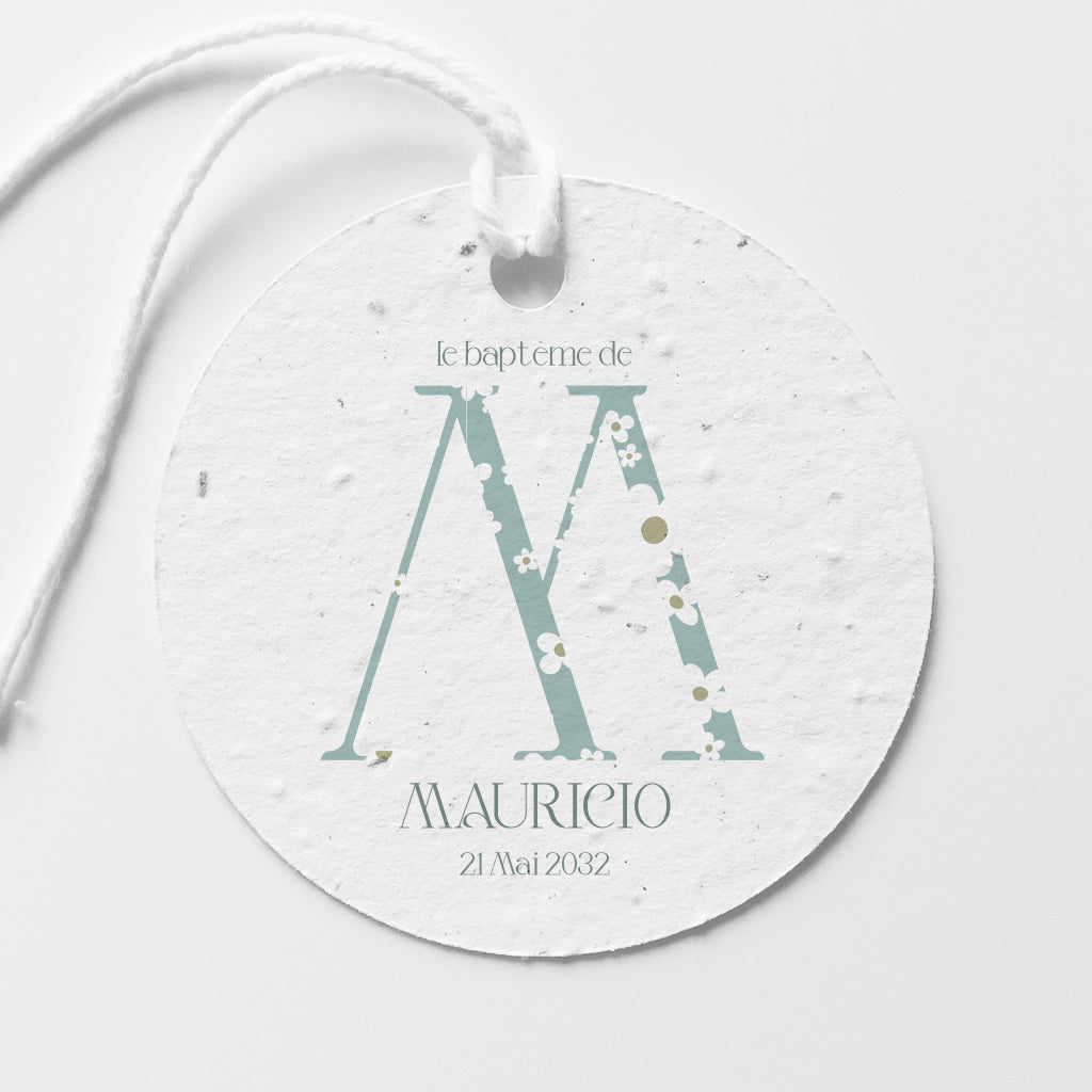 étiquette baptême écologique papier ensemencé